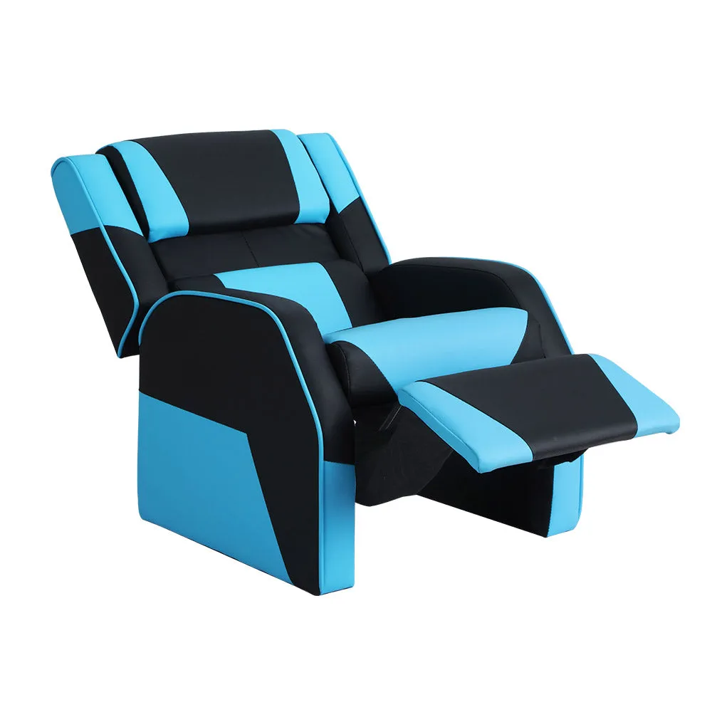 Kids Recliner Movie Chair PU Leather Gaming Sofa - Blue