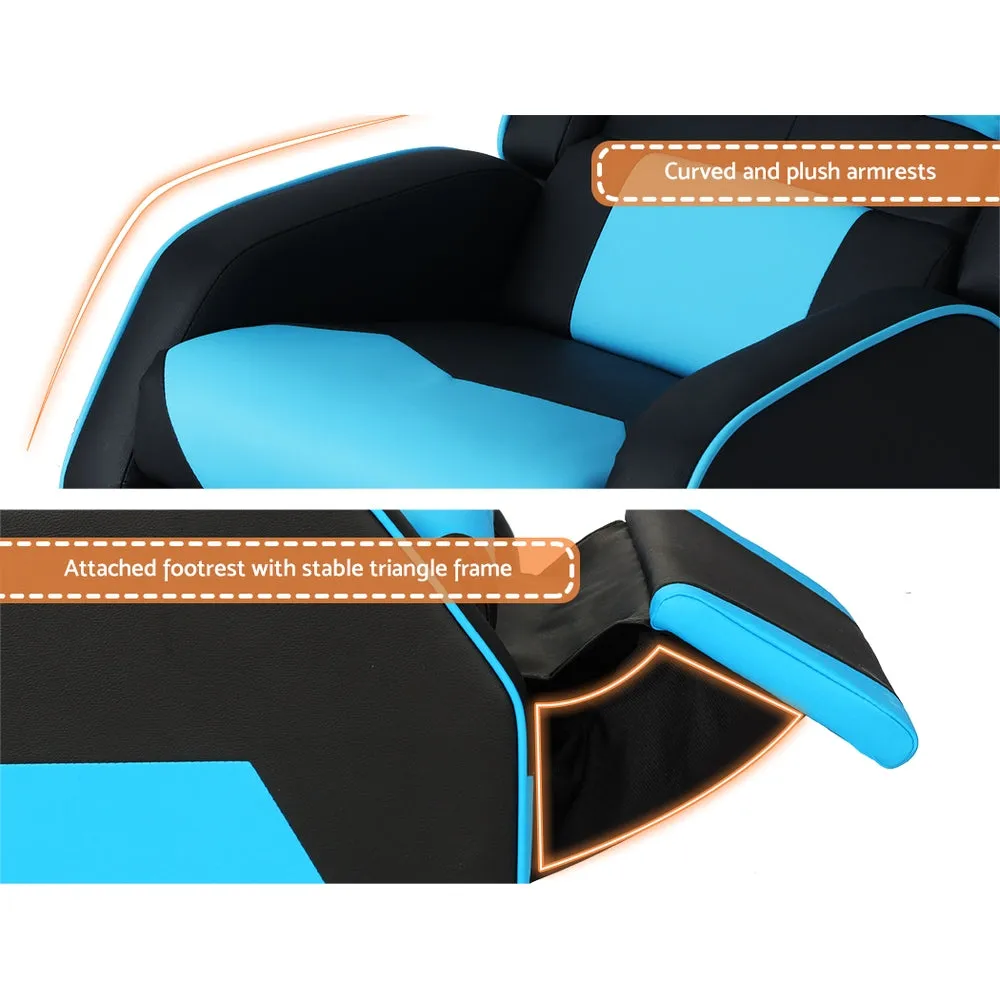 Kids Recliner Movie Chair PU Leather Gaming Sofa - Blue