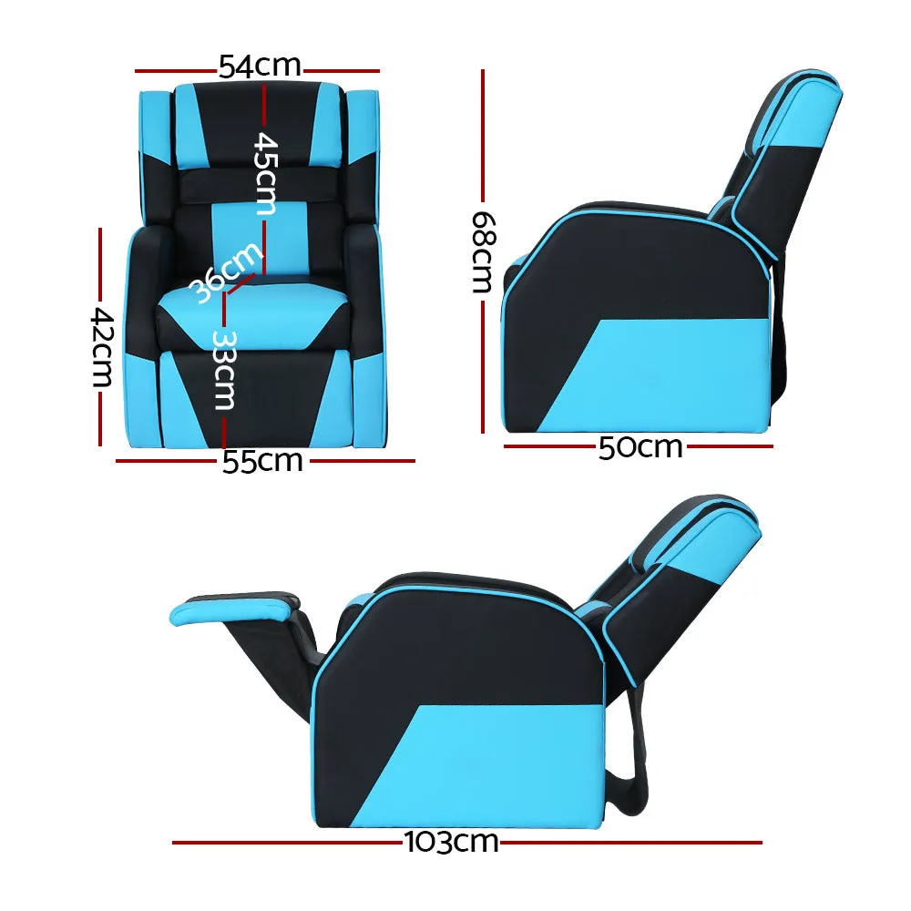 Kids Recliner Movie Chair PU Leather Gaming Sofa - Blue
