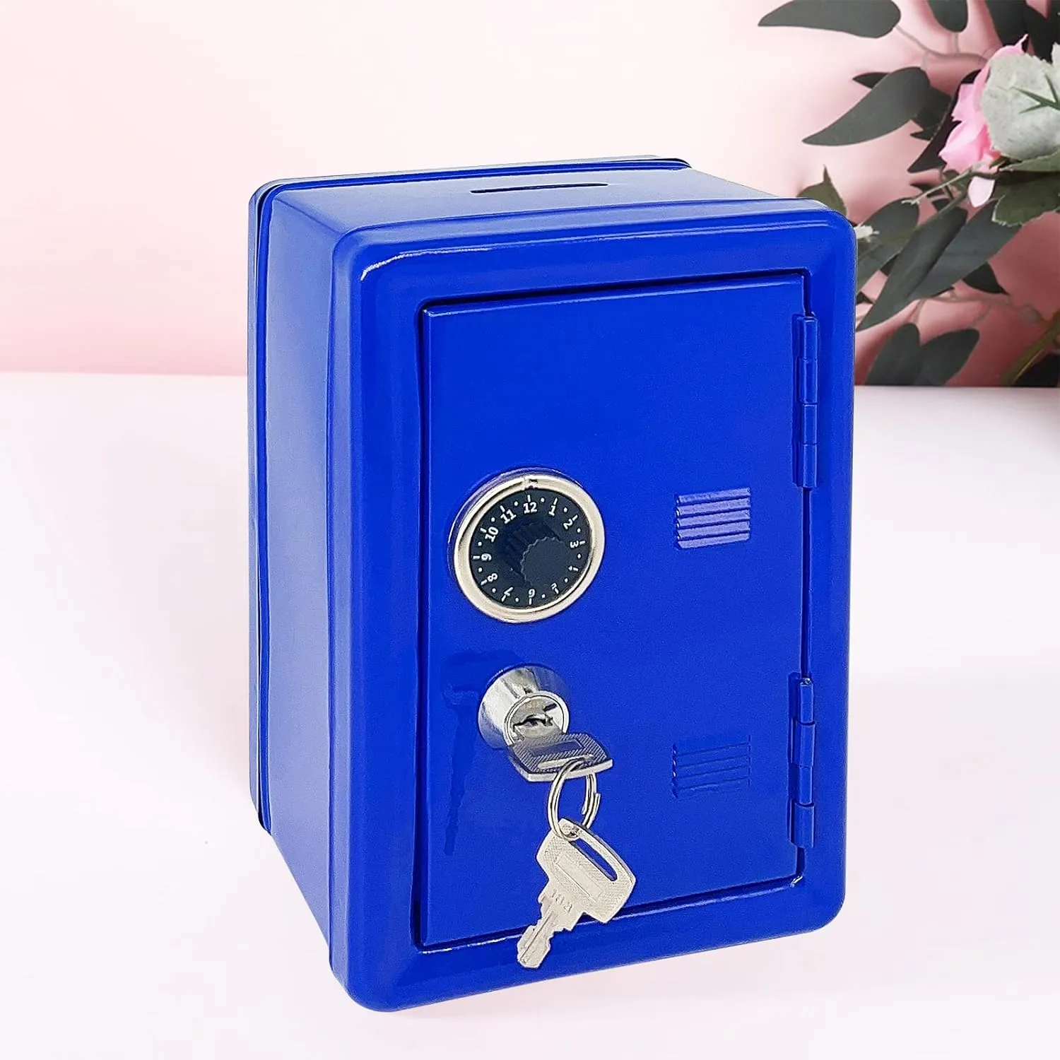 Kids' Safe Piggy Bank, Metal Safe with Key, Money Saving Box for Children, Boys Girls Best Giftoney Banks (Blue, One Size)