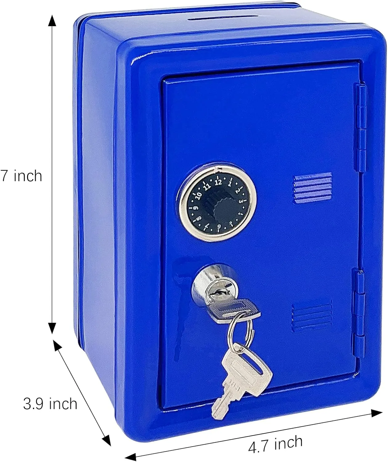 Kids' Safe Piggy Bank, Metal Safe with Key, Money Saving Box for Children, Boys Girls Best Giftoney Banks (Blue, One Size)