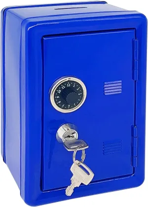 Kids' Safe Piggy Bank, Metal Safe with Key, Money Saving Box for Children, Boys Girls Best Giftoney Banks (Blue, One Size)