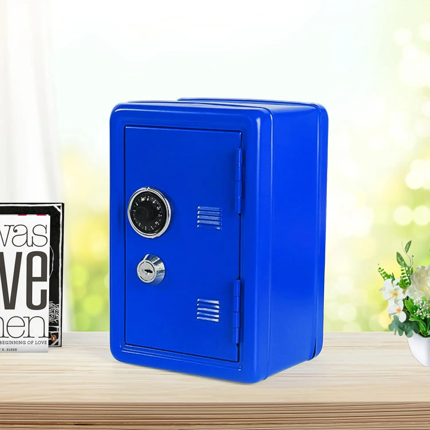 Kids' Safe Piggy Bank, Metal Safe with Key, Money Saving Box for Children, Boys Girls Best Giftoney Banks (Blue, One Size)