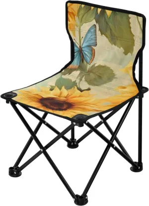 Kigai Folding Camping Chair Heavy Duty Chair Ultralight Compact Portable Beach Chair for Outdoor Camp, Hiking, Travel, Beach, Sporting Event and Picnic, Vintage Sunflower