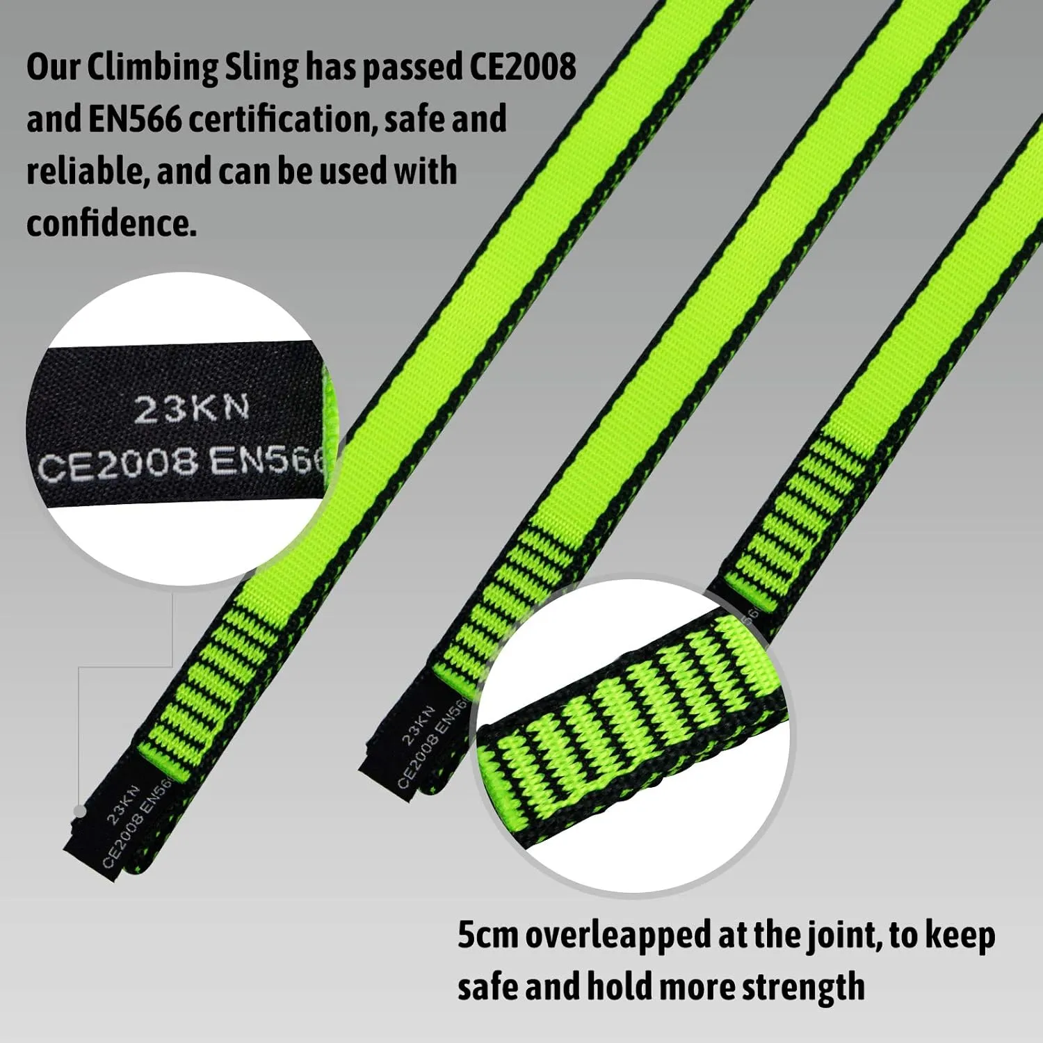 KIKIGOAL 18MM Nylon Climbing Sling Runner 23KN CE2008/EN566 Rock Climbing Webbing Straps for Outdoor Climbing, Rappelling, Swing, Yoga Hammock etc