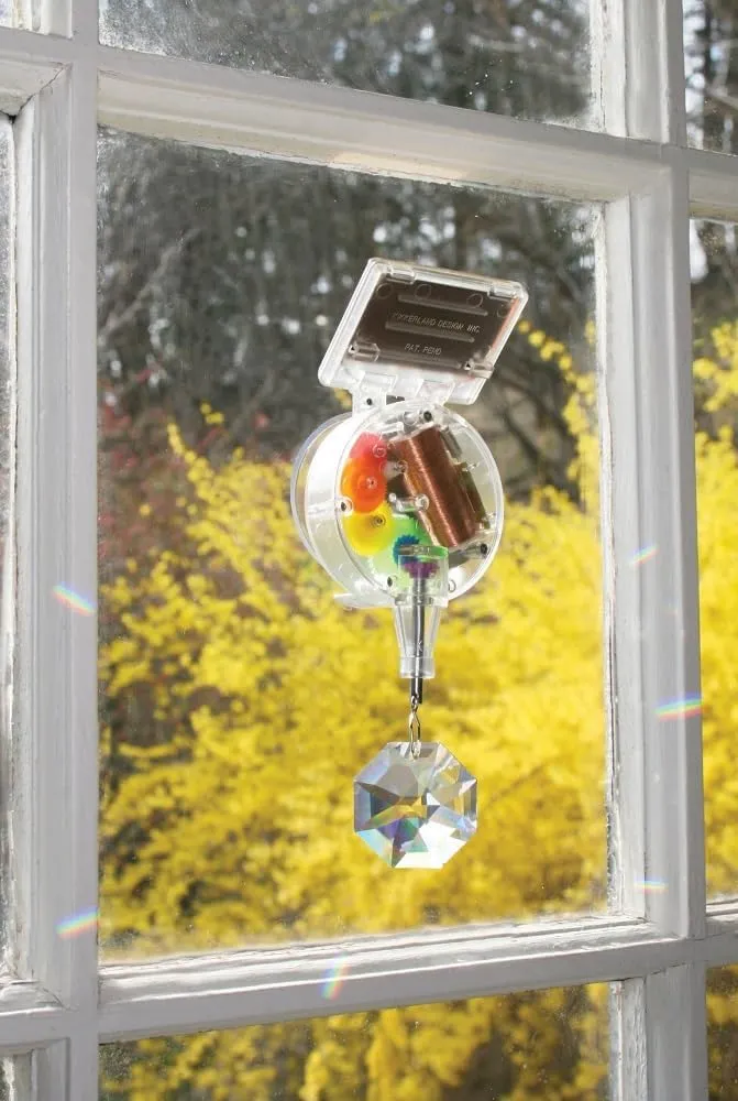 Kikkerland Solar Powered Rainbow Maker – Prism Suncatcher, Fun Home Window Decor – Unique Gift for Christmas & Birthdays – Single Crystal