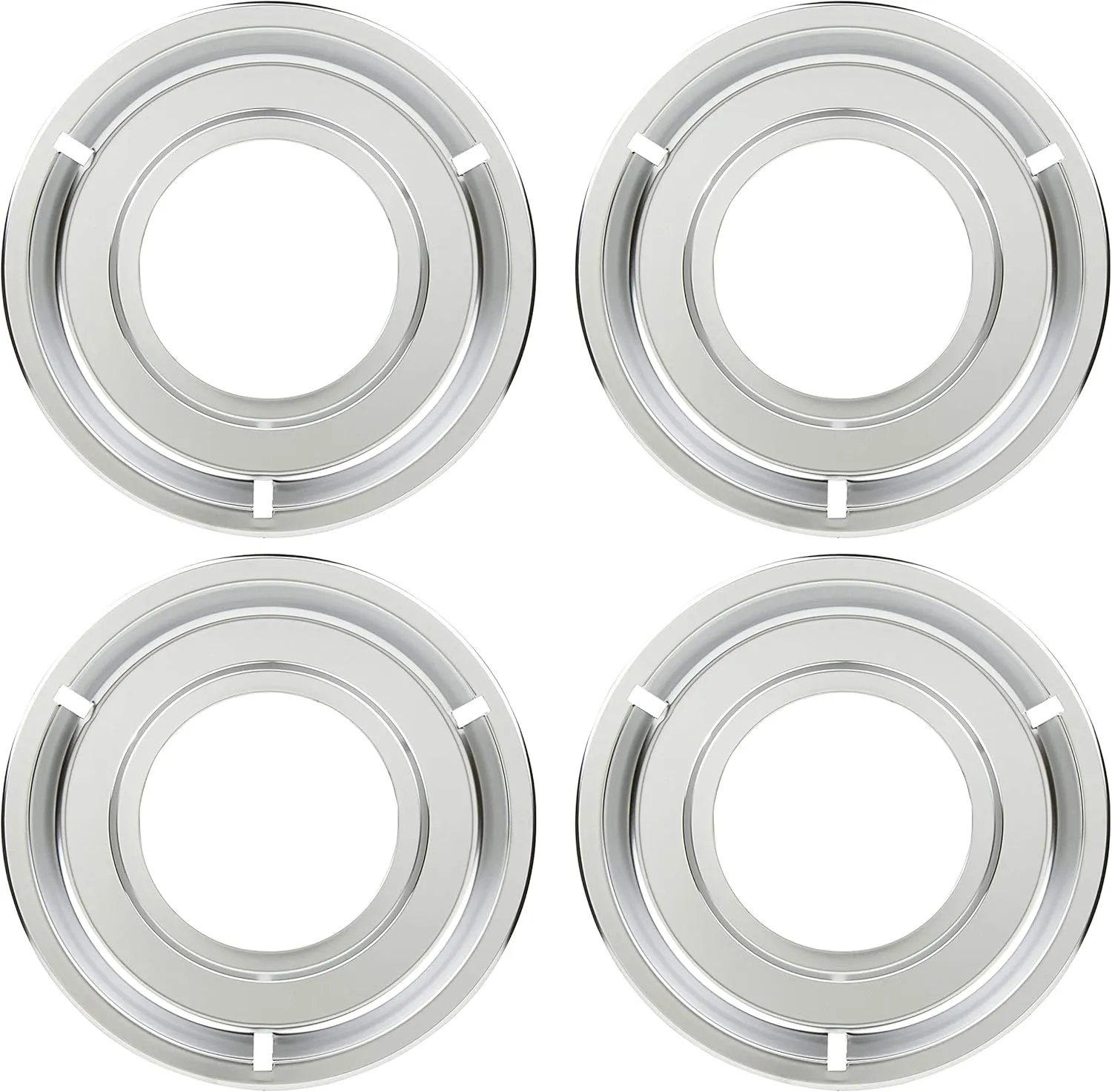 KITCHEN BASICS 101 Made in the USA 5303131115, 540T014P01 and RGP 300 Replacement Round Range Gas Stove Drip Pans for Frigidaire and Tappan, 4 Pack