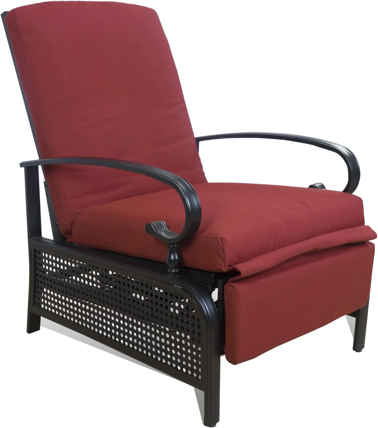 Kozyard Adjustable Outdoor Patio Reclining Lounge Chair - Comfortable Cushioned Recliner Chair with Strong Extendable Metal Frame for Sunbathing, Reading, Relaxation(Burgundy)
