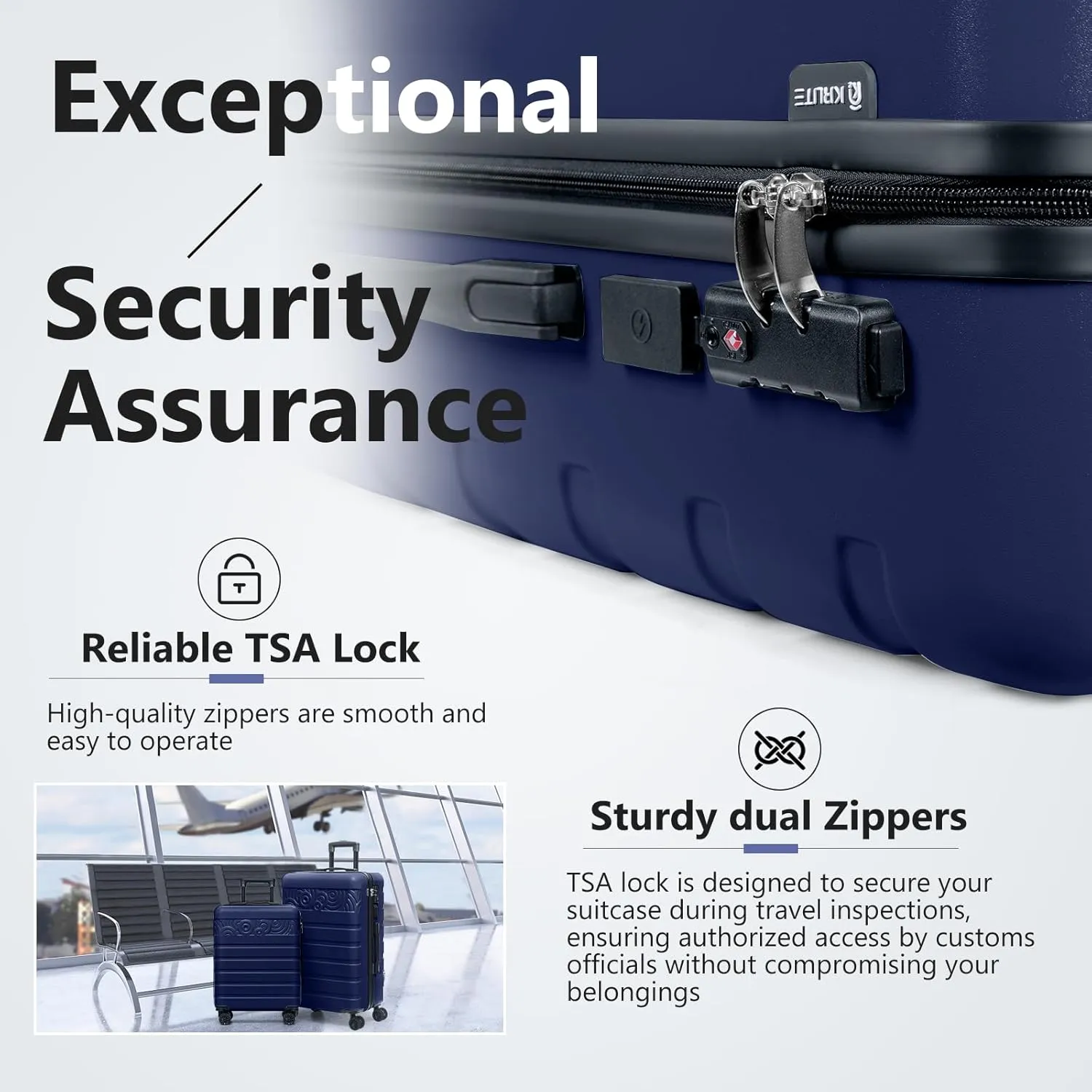Krute Carry On Luggage with Wheels 21 Inch Airline Approved PC ABS Hard Shell Suitcase with USB Charging Port & TSA Lock Lightweight Travel Suitcases