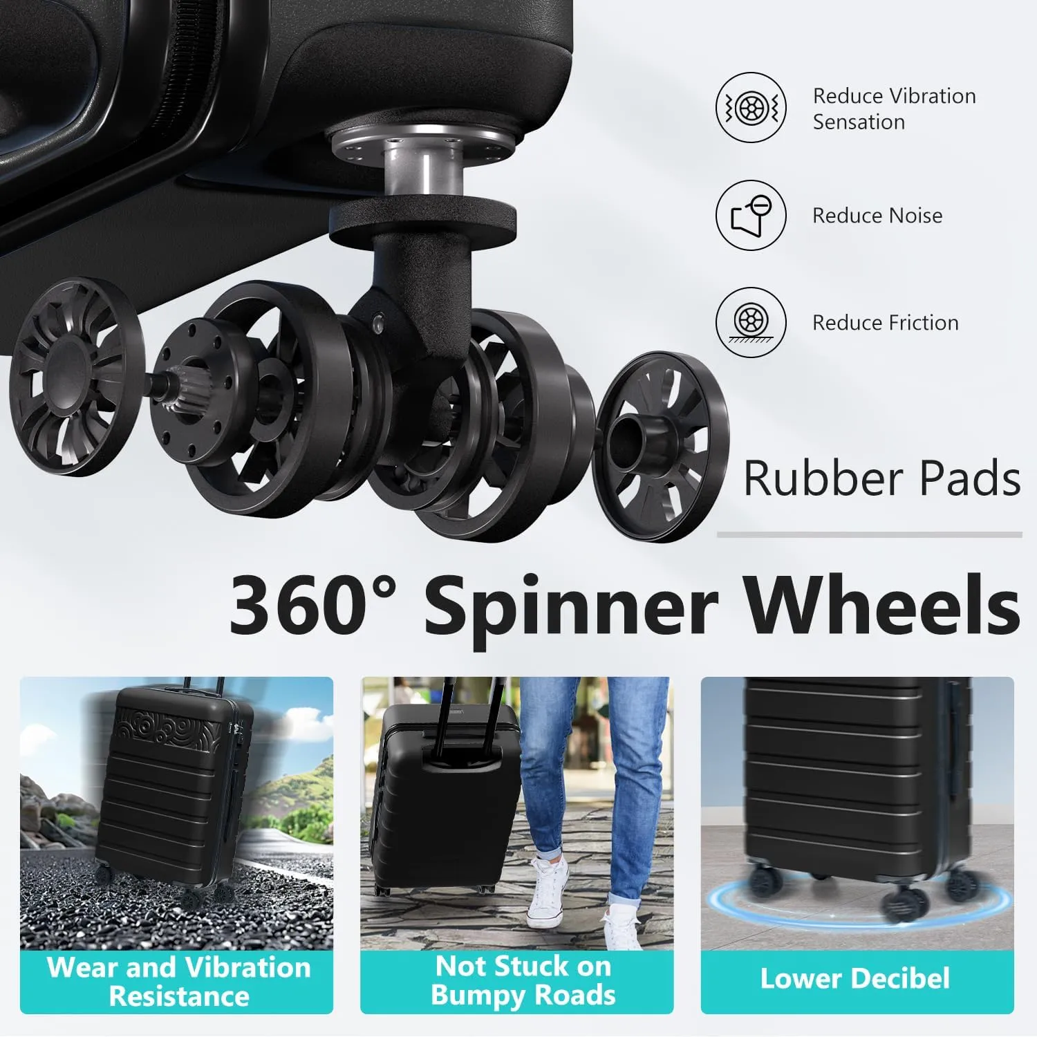 Krute Luggage Suitcase with Spinner Wheels PC ABS Hard Shell Suitcases Lightweight 24 Inch Luggage with USB Charging Port & TSA Lock