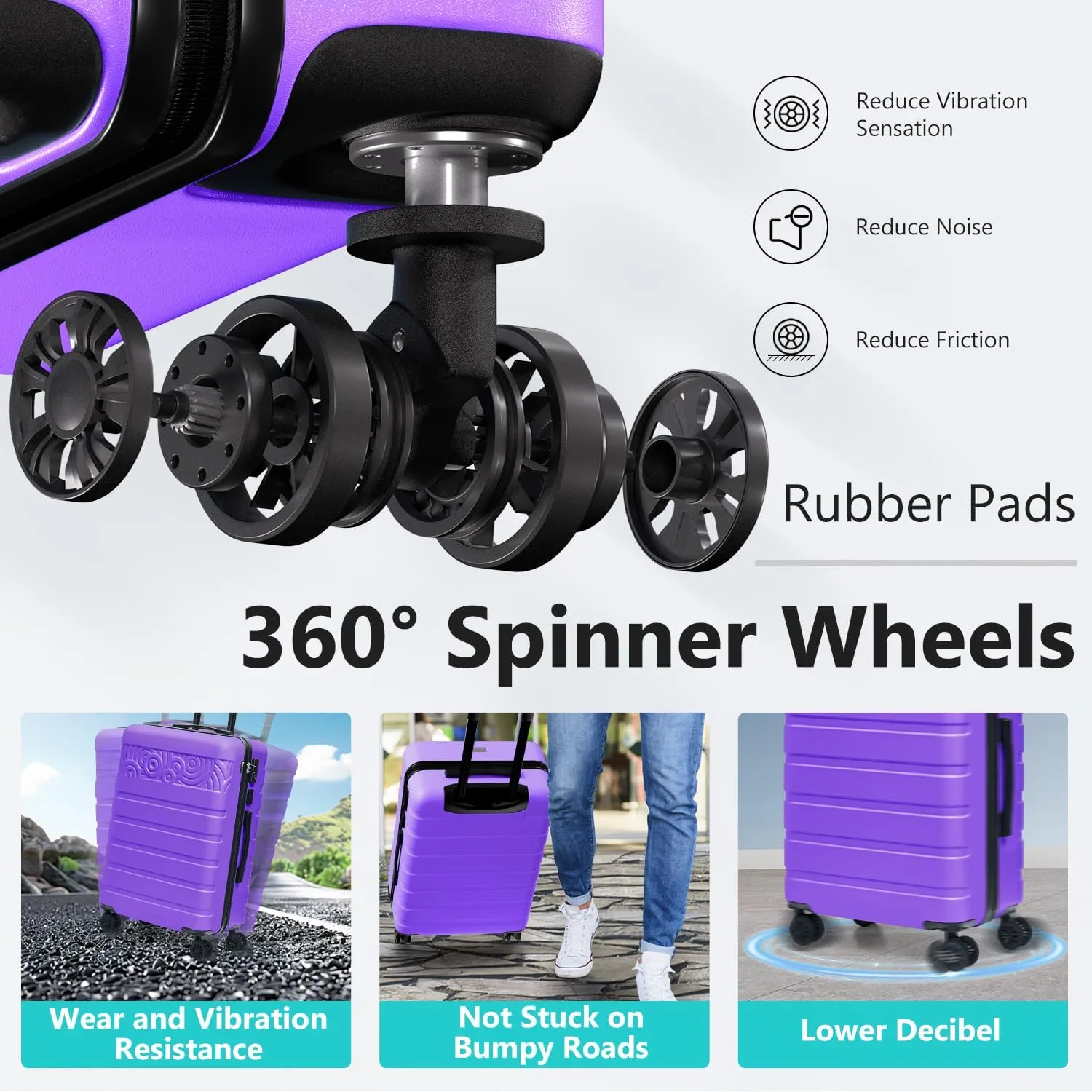 Krute Luggage Suitcase with Spinner Wheels PC ABS Hard Shell Suitcases Lightweight 24 Inch Luggage with USB Charging Port & TSA Lock