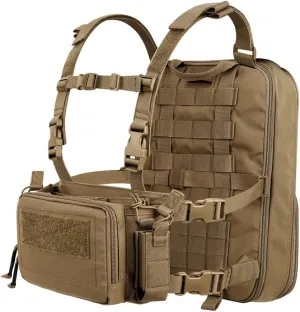 KRYDEX Tactical Expandable Backpack Molle and Tactical Chest Rig Combo Coyote Brown