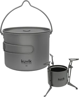 Kuvik Titanium 1600ml (54 oz) Pot & Titanium Siphon Alcohol Stove Bundle