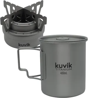 Kuvik Titanium Alcohol Stove & 450ml (15.2 oz) Titanium Cup Bundle