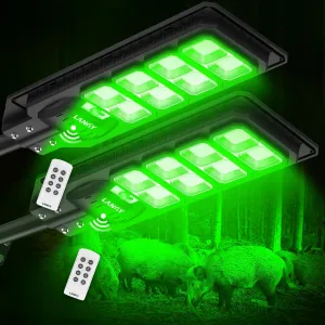 LANGY Green Solar Hog Lights 2Pack - 20000LM, Motion Activated Feeder for Night Hunting, Coyote, Varmint, Deer
