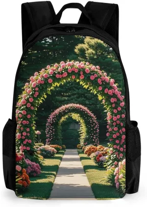 Laptop Backpack for Men Women Ornamental Plant Flower Arch Backpack Casual Bag Travel Backpack Simple Bag for Hiking