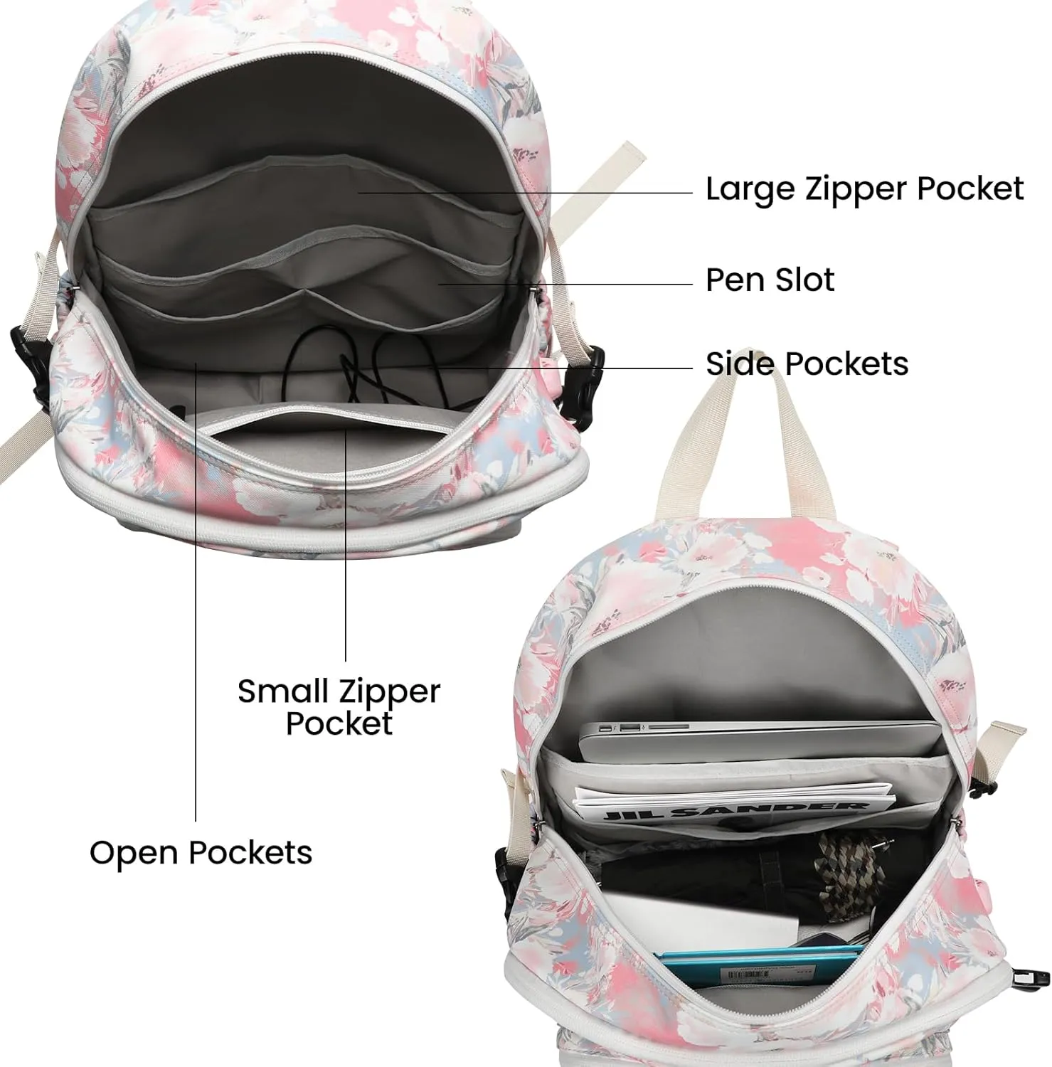 Laptop Backpack with USB charging port for laptop up to 15 inch Men Women College Outdoor Travel Backpack (Rose)