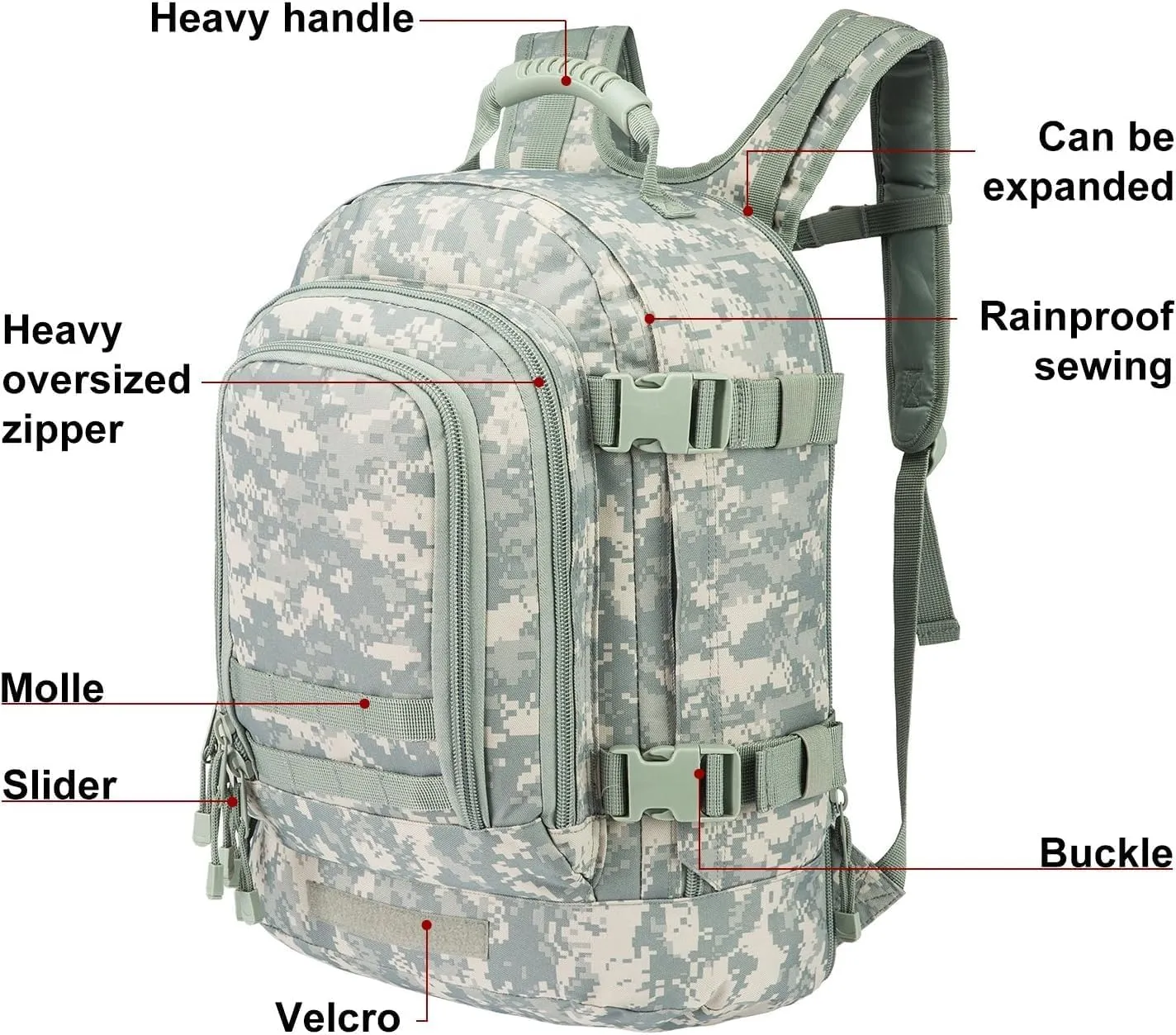 Large 3 Day Expandable 39L-64L Backpack Military Tactical Hiking Camping Daypack