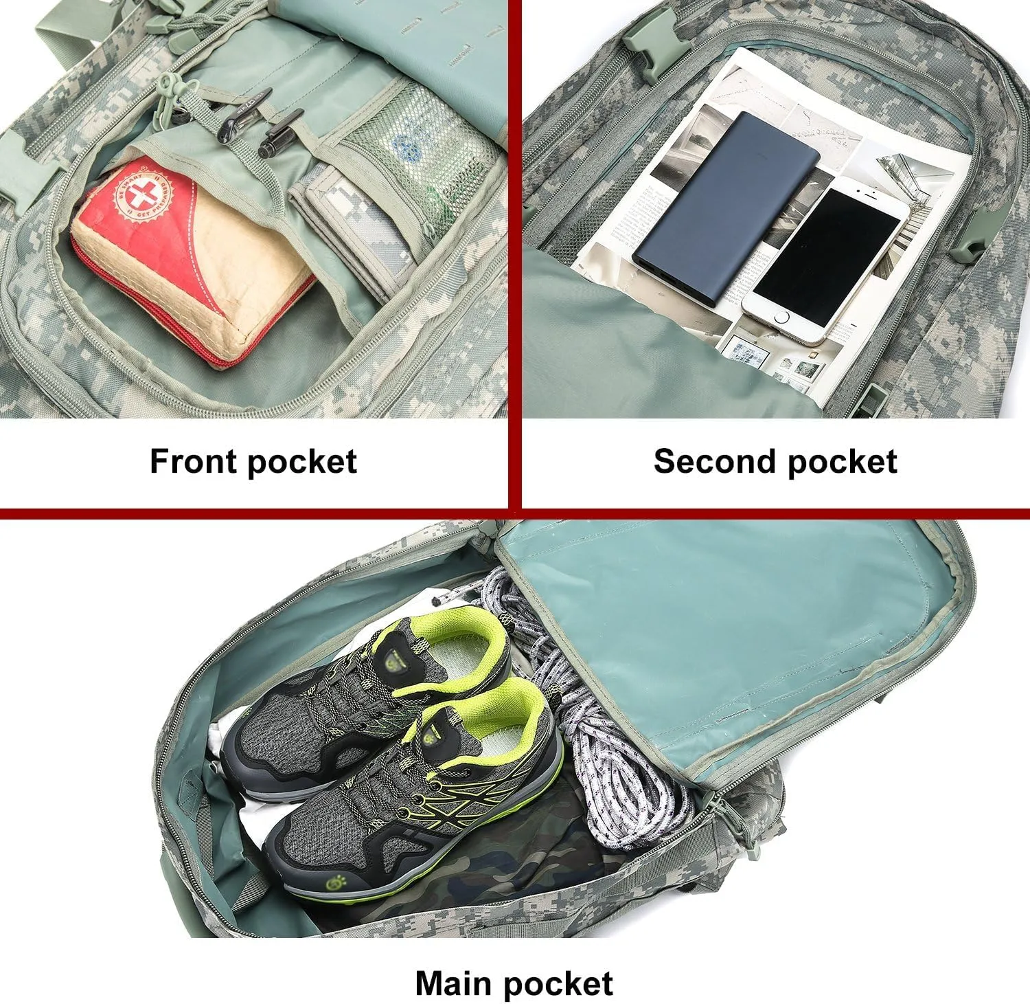 Large 3 Day Expandable 39L-64L Backpack Military Tactical Hiking Camping Daypack