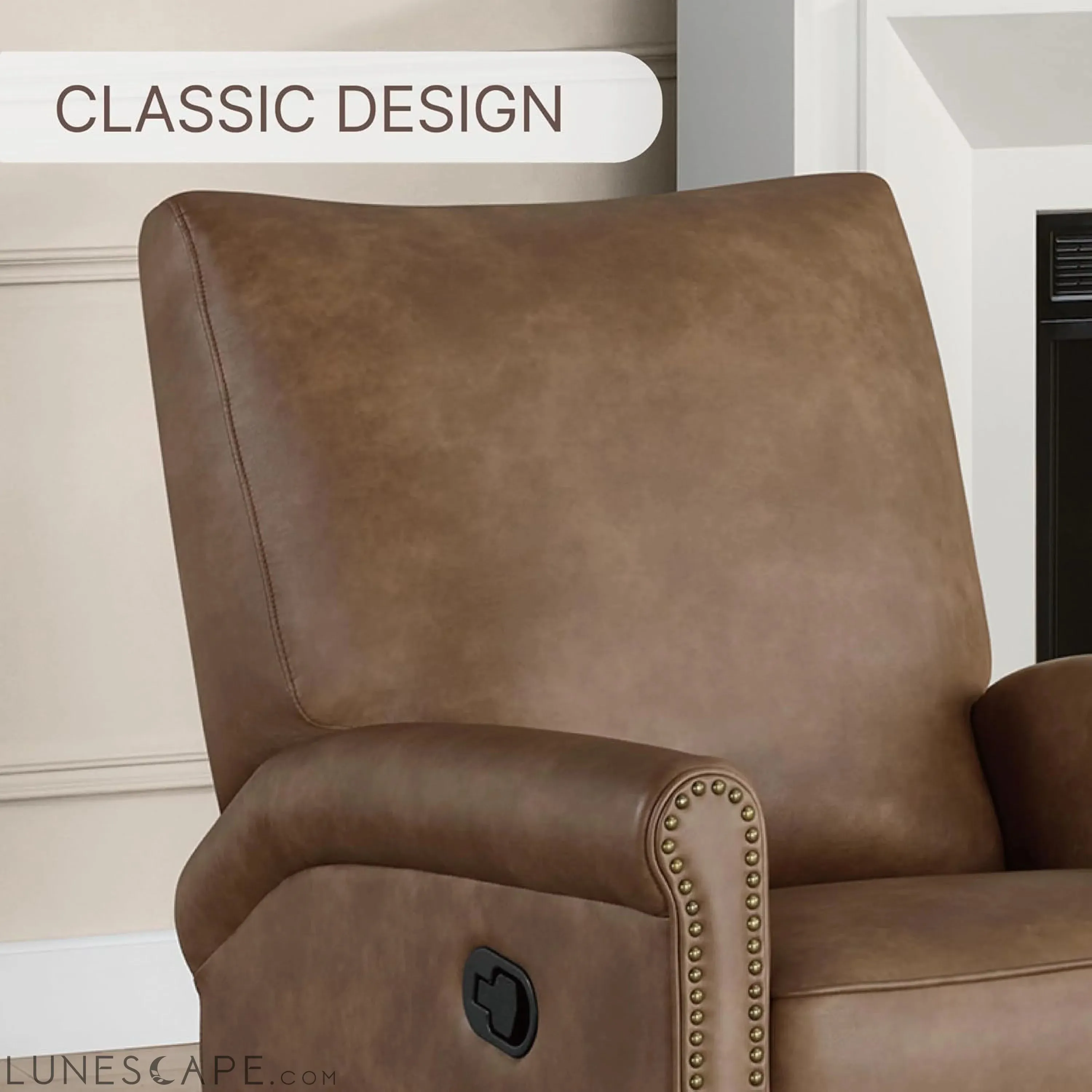 Large Leather Recliner Chair Faux Swivel Rocker for Adults Manual Sofa