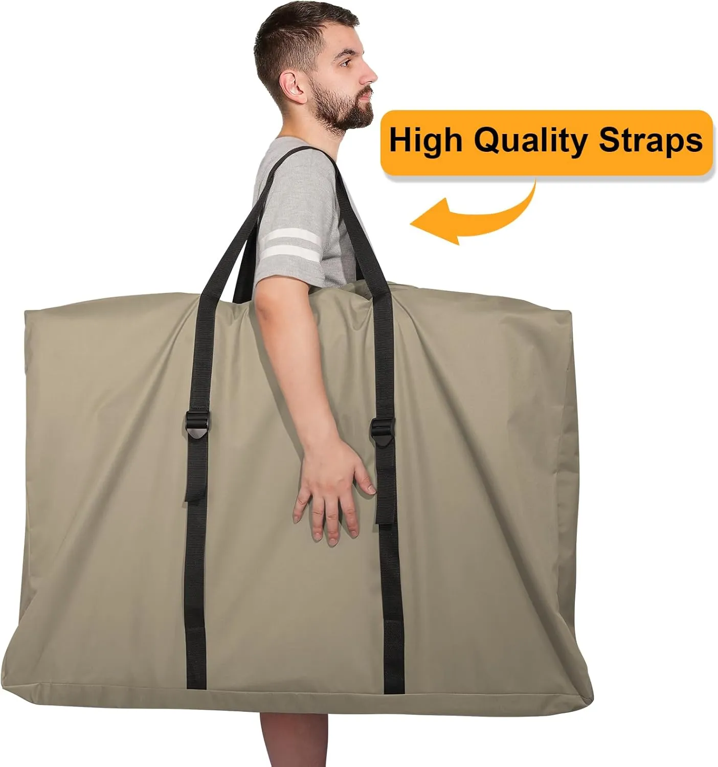 Large Outside Folding Chair Storage Bag with Zipper and Handles, 600D Folding Chair Carry Bag for Zero Gravity Chair Cover, Portable Folding Lounge Chair Carrying Bags, 43" L x 11" W x 29" H (Brown)