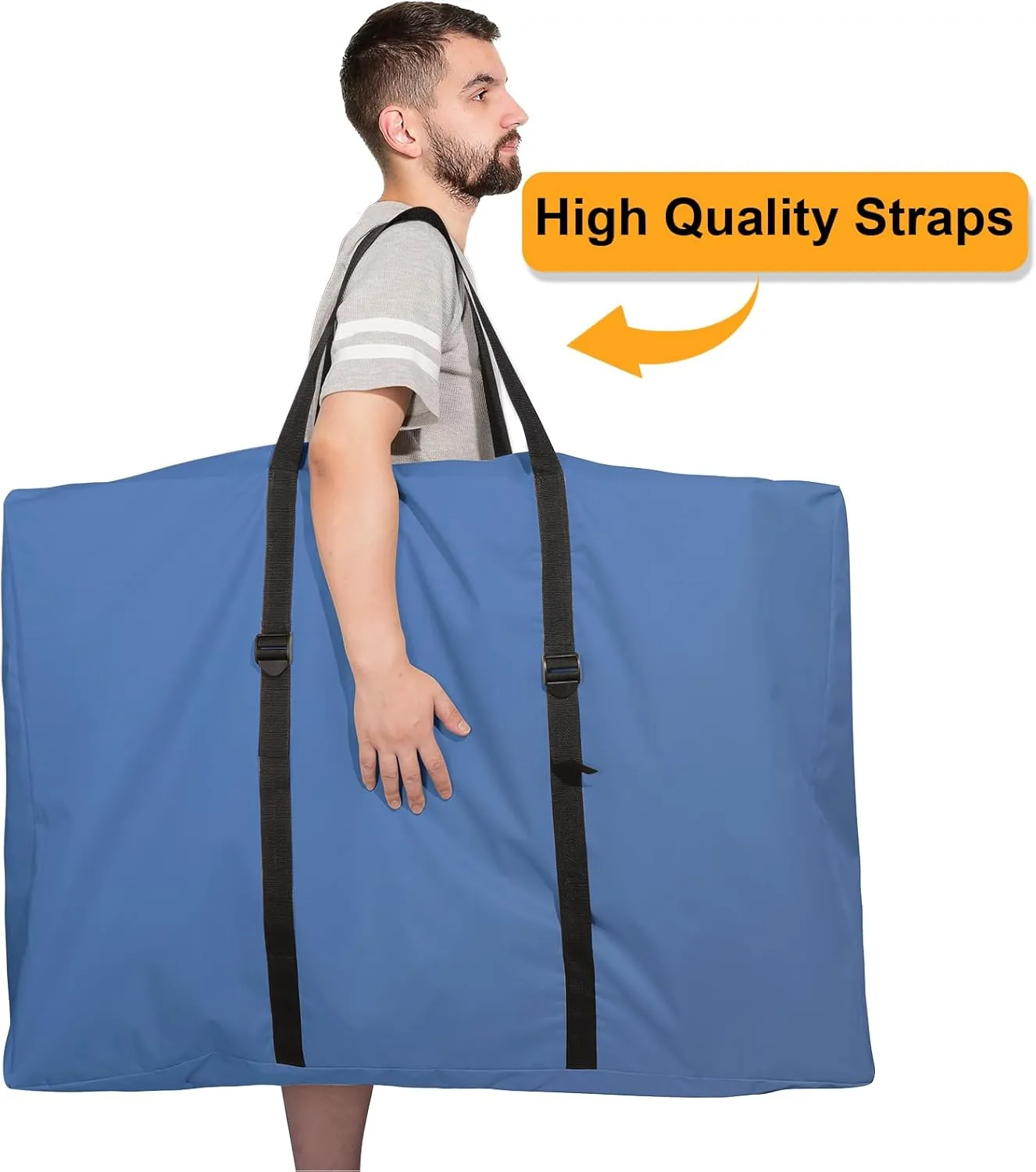 Large Outside Folding Chair Storage Bag with Zipper and Handles, 600D Folding Chair Carry Bag for Zero Gravity Chair, Portable Folding Lounge Chair Carrying Bags, 43" L x 11" W x 29" H (Blue - 1 Pack)