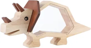 Large Wooden Triceratops Piggy Bank for Boys & Girls, Cute Toy for Kids & Toddlers, Indestruct Saving Money Box Present with Clear Plastic for Adults Birthday Gifts & Easter