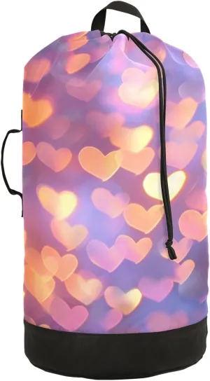 Laundry Bag Backpack Waterproof Beach Bag Clothes Hamper Bag Hearts Shadow Large for Travel Camping Hiking Foldable Lightweight