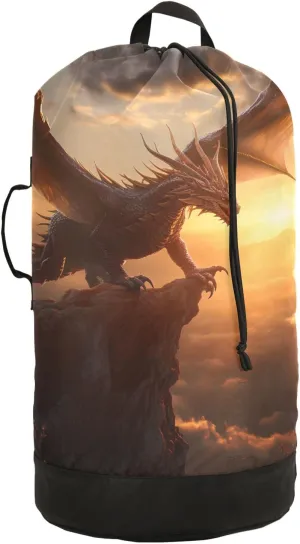 Laundry Bag Backpack Waterproof Beach Bag Clothes Hamper Bag Pterosaur Dragon Dinosaur Large for Travel Camping Hiking Foldable Lightweight