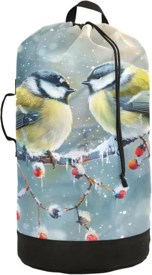Laundry Bag Backpack Waterproof Beach Bag Clothes Hamper Bag Yellow Sparrow Large for Travel Camping Hiking Foldable Lightweight