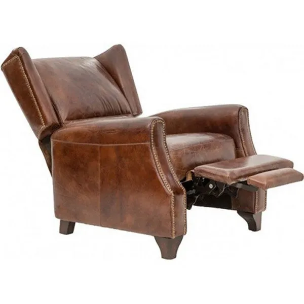 Leather Recliner Armchair in Vintage Cigar
