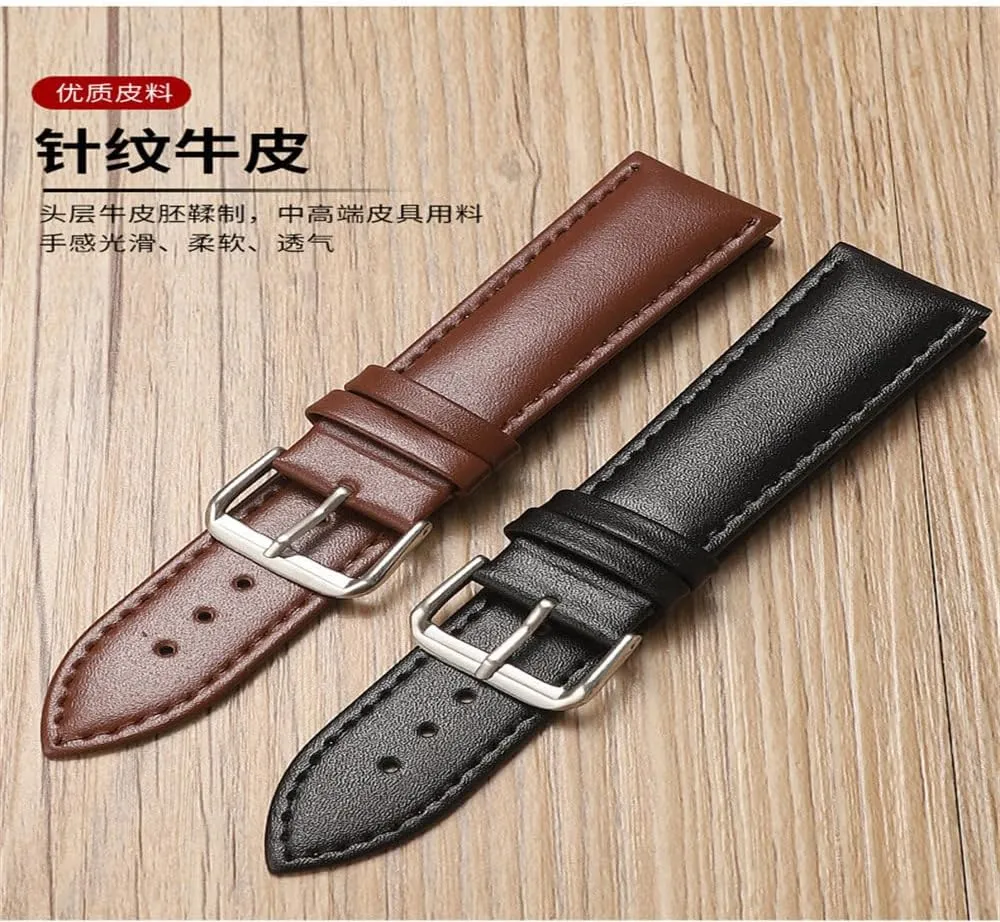 Leather Watchbands 12/14/16/18/20/21/22/24mm Watch Band Strap Steel Pin Buckle Wrist Belt Bracelet