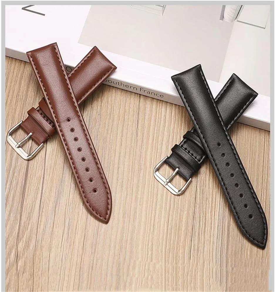 Leather Watchbands 12/14/16/18/20/21/22/24mm Watch Band Strap Steel Pin Buckle Wrist Belt Bracelet