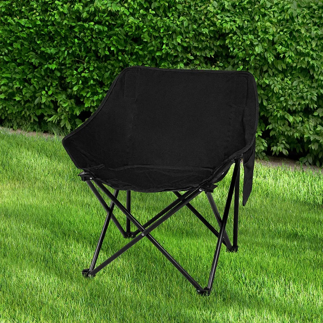 Levede Folding Camping Moon Chair Lightweight Black-SA_Rural