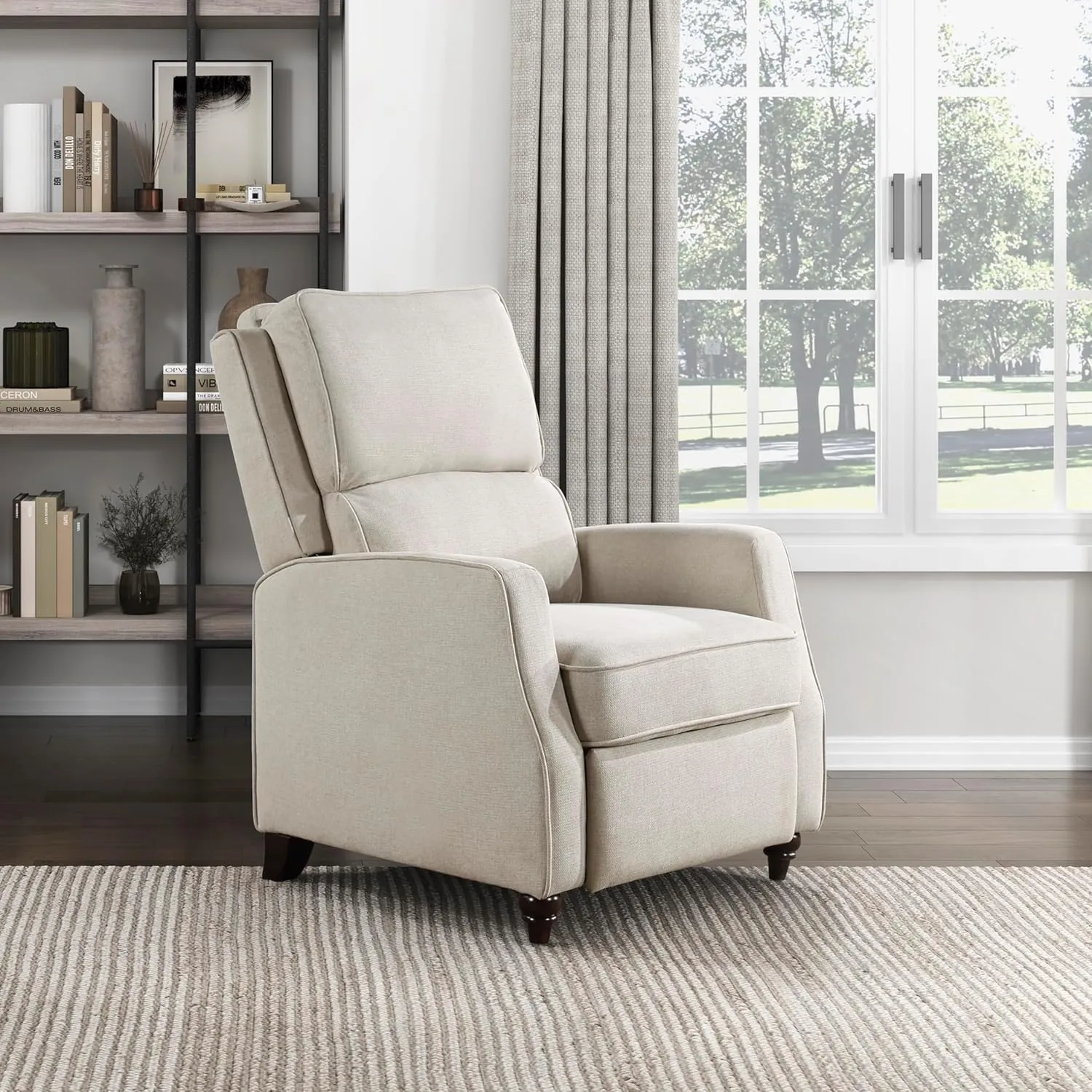 Lexicon Push Back Recliner Chair Living Room, Reclining Sofa Chair, Modern Recliner Sofa Chair, Fabric Recliner Arm Chair for Living Room/Office/Apartment, Beige