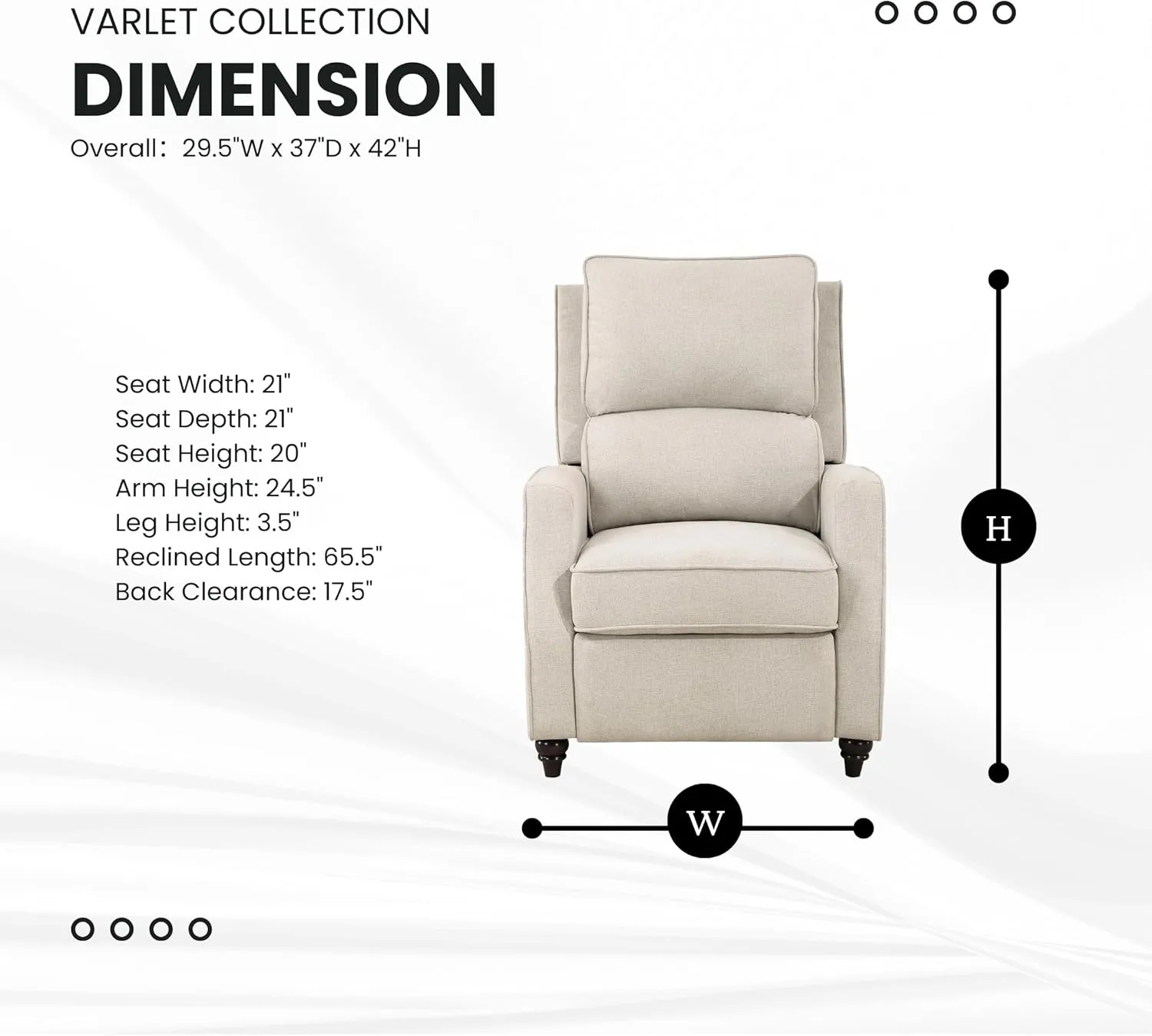 Lexicon Push Back Recliner Chair Living Room, Reclining Sofa Chair, Modern Recliner Sofa Chair, Fabric Recliner Arm Chair for Living Room/Office/Apartment, Beige