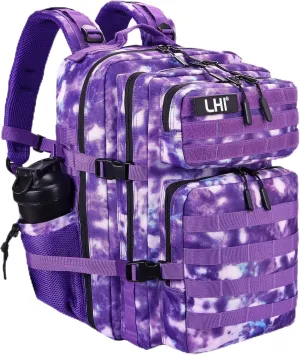 LHI Military Tactical Backpack for Men and Women 45L Army 3 Days Assault Pack Bag Large Rucksack with Molle System - Purple Camo
