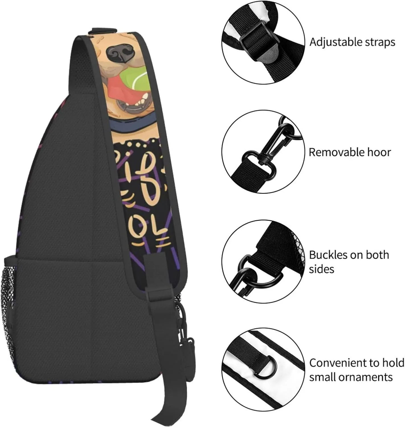 Life Is Golden Retriever Dog Crossbody Backpack Chest Shoulder Bag Lightweight One Strap Travel Hiking Daypack