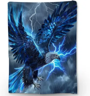 Lightning Eagle Flannel Throw Blanket, Soft Cozy Lightweight Animal Blankets Ideal for Couch, Bed, Travel, Outdoor & Home Decor, Warm Fuzzy Blanket for Adults Kids Men Boys 60×50 in