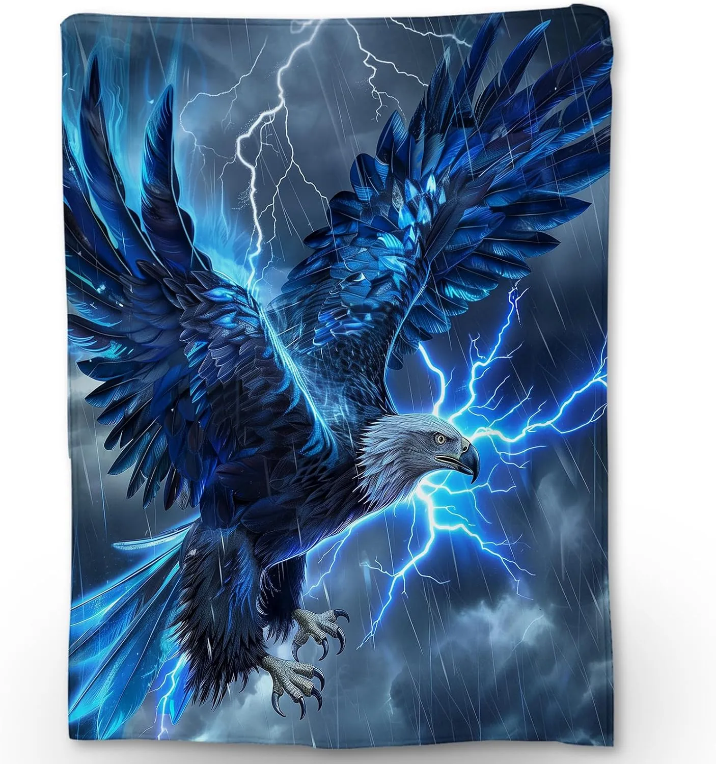 Lightning Eagle Flannel Throw Blanket, Soft Cozy Lightweight Animal Blankets Ideal for Couch, Bed, Travel, Outdoor & Home Decor, Warm Fuzzy Blanket for Adults Kids Men Boys 60×50 in