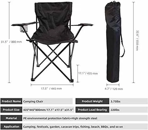 Lightweight Aluminum Folding Chair Compact Camping Chair