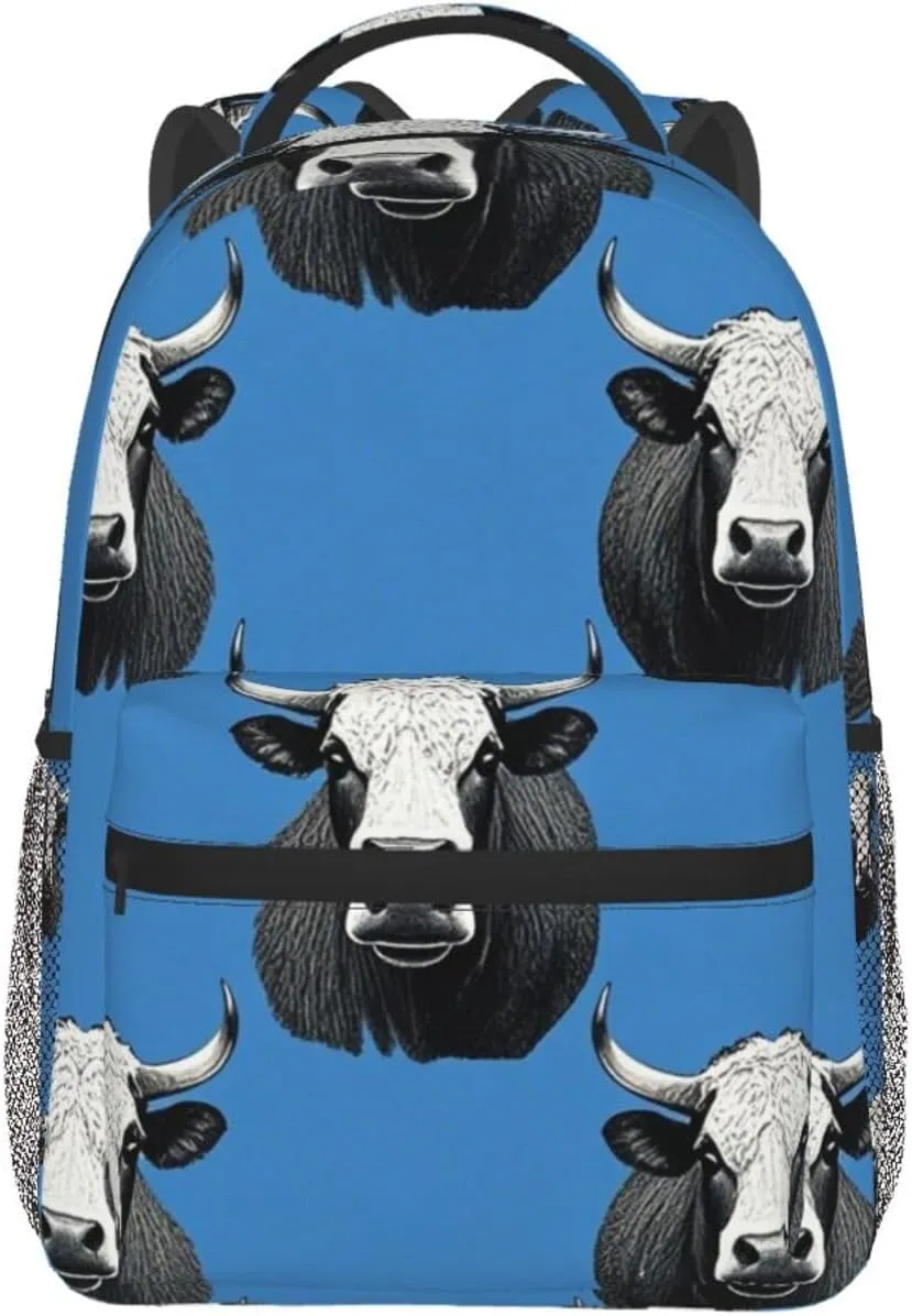 Lightweight Backpack for Gym Travel Bicycle - Big Capacity Multipurpose Anti-Theft Carry On Bag, Cute Highland Cattle Art Travel Hiking Bag & Day Pack