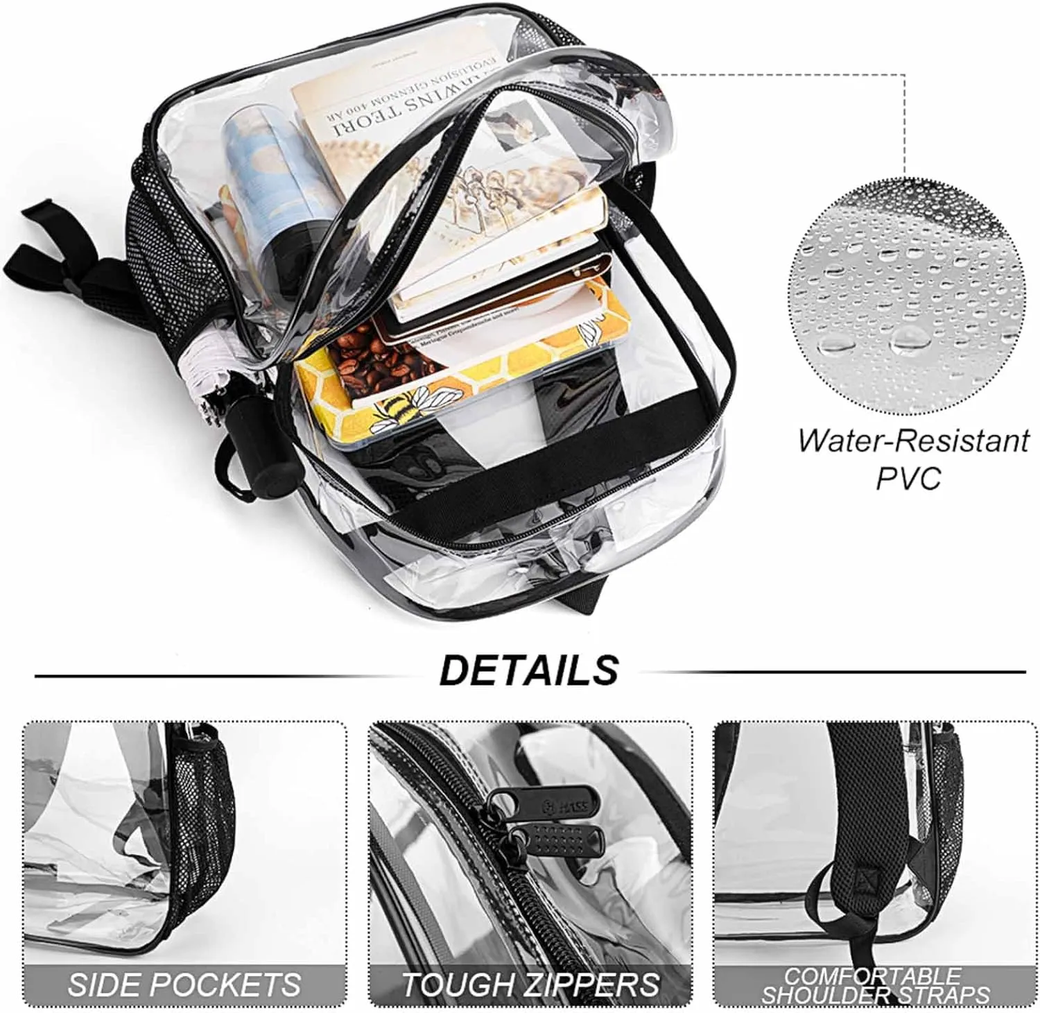 Lightweight Backpack for Gym Travel Bicycle - Big Capacity Multipurpose Transparent Carry On Bag, Cool Dragon Purple Rose Black Travel Hiking Bag & Day Pack