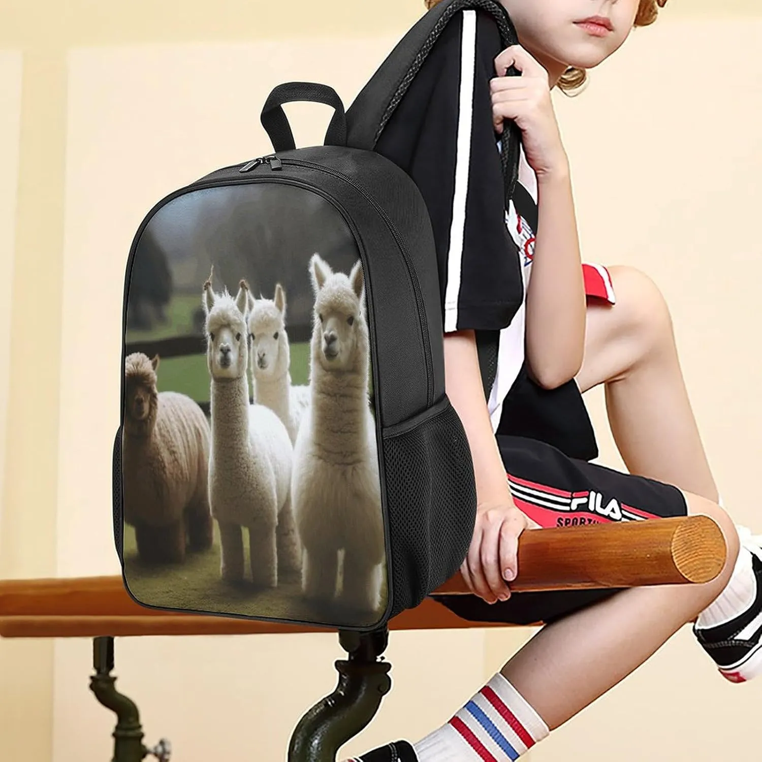 Lightweight Backpacks Cute Travel Bag Durable Alpaca Family Printing Small Travel Backpack For Women & Men