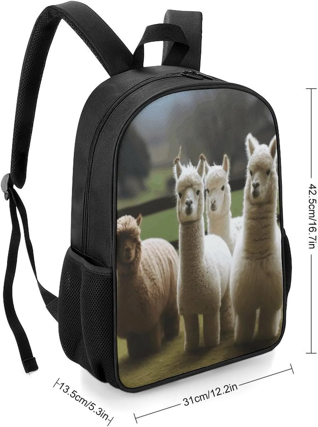 Lightweight Backpacks Cute Travel Bag Durable Alpaca Family Printing Small Travel Backpack For Women & Men