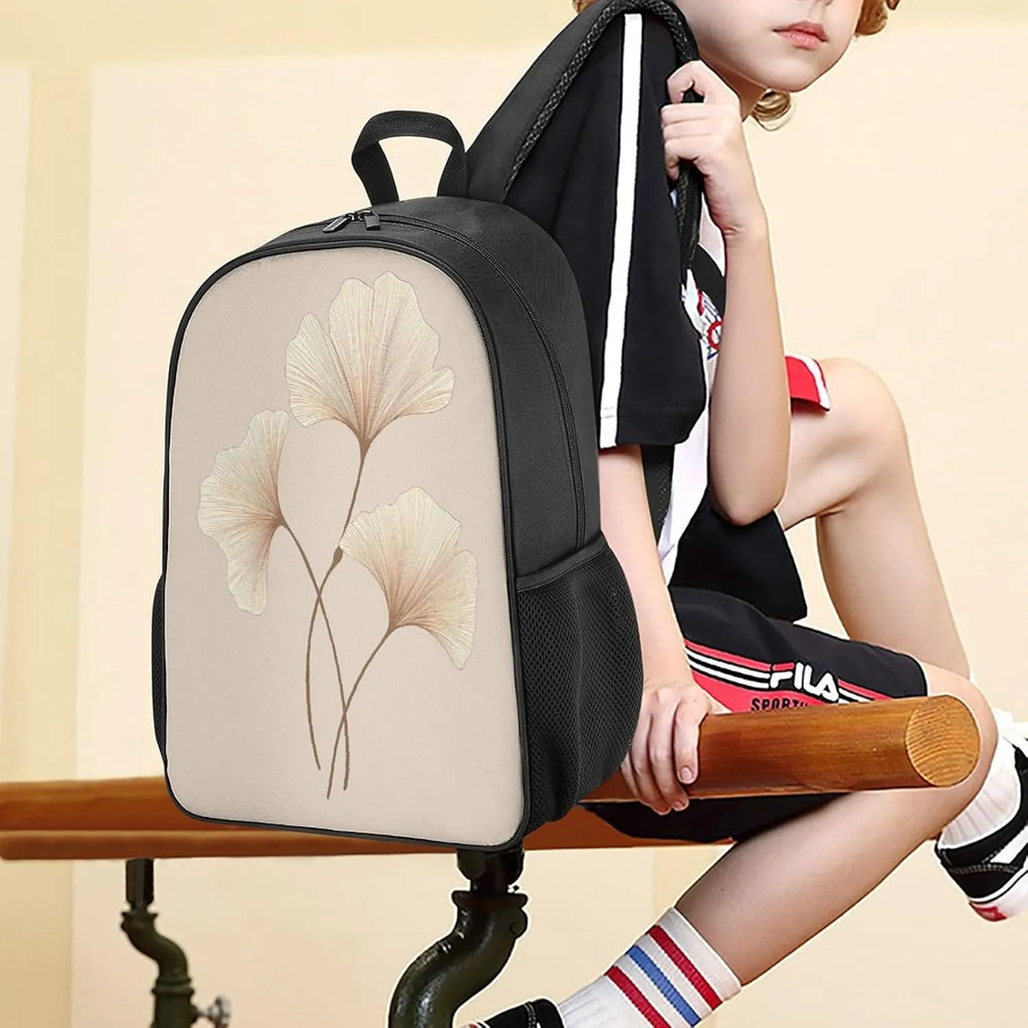 Lightweight Backpacks Cute Travel Bag Durable Brown Ginkgo Leaves Printing Small Travel Backpack For Women & Men