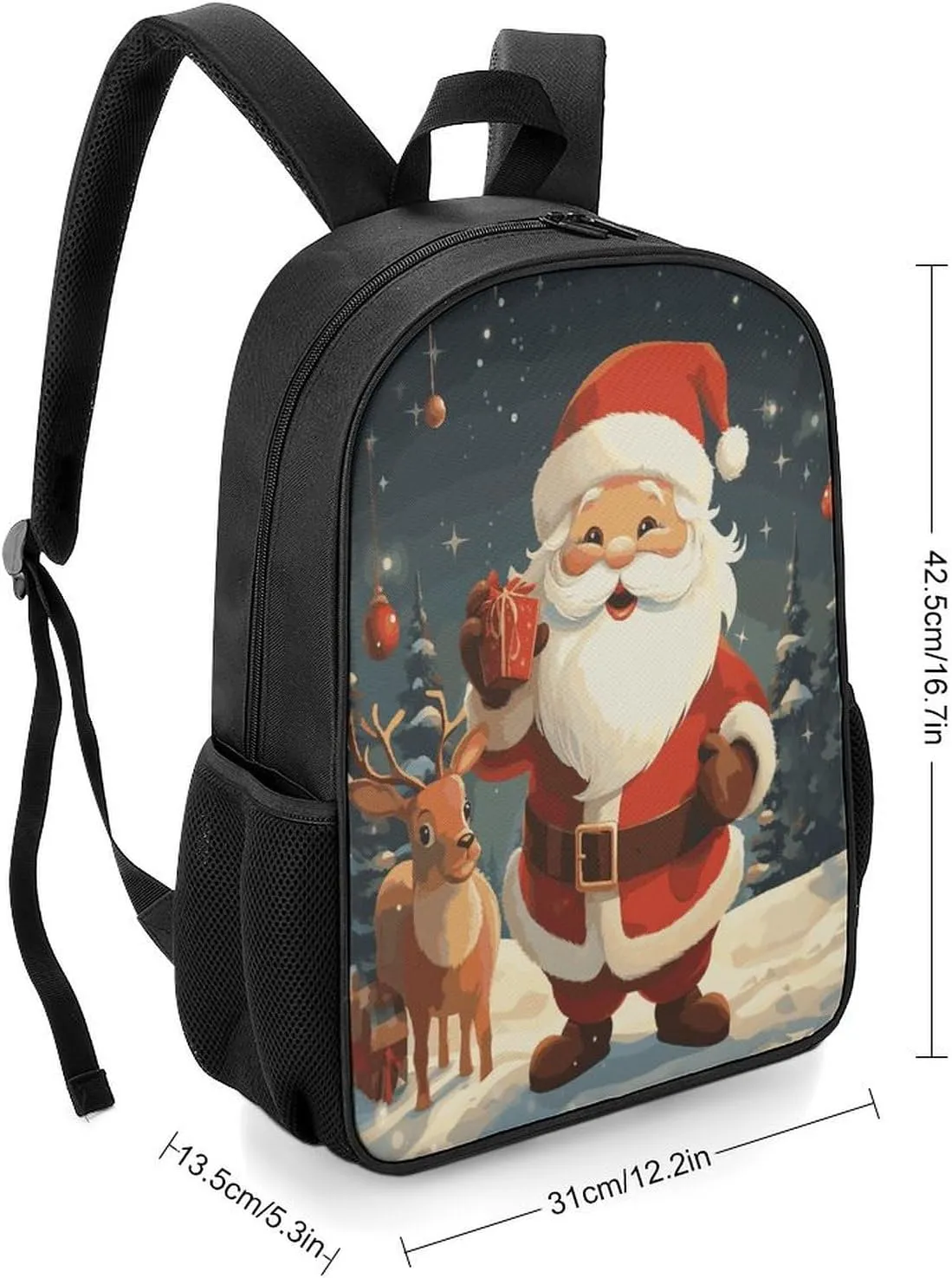 Lightweight Backpacks Cute Travel Bag Durable Christmas Santa Claus Printing Small Travel Backpack For Women & Men