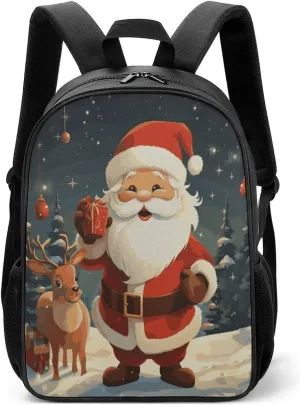 Lightweight Backpacks Cute Travel Bag Durable Christmas Santa Claus Printing Small Travel Backpack For Women & Men
