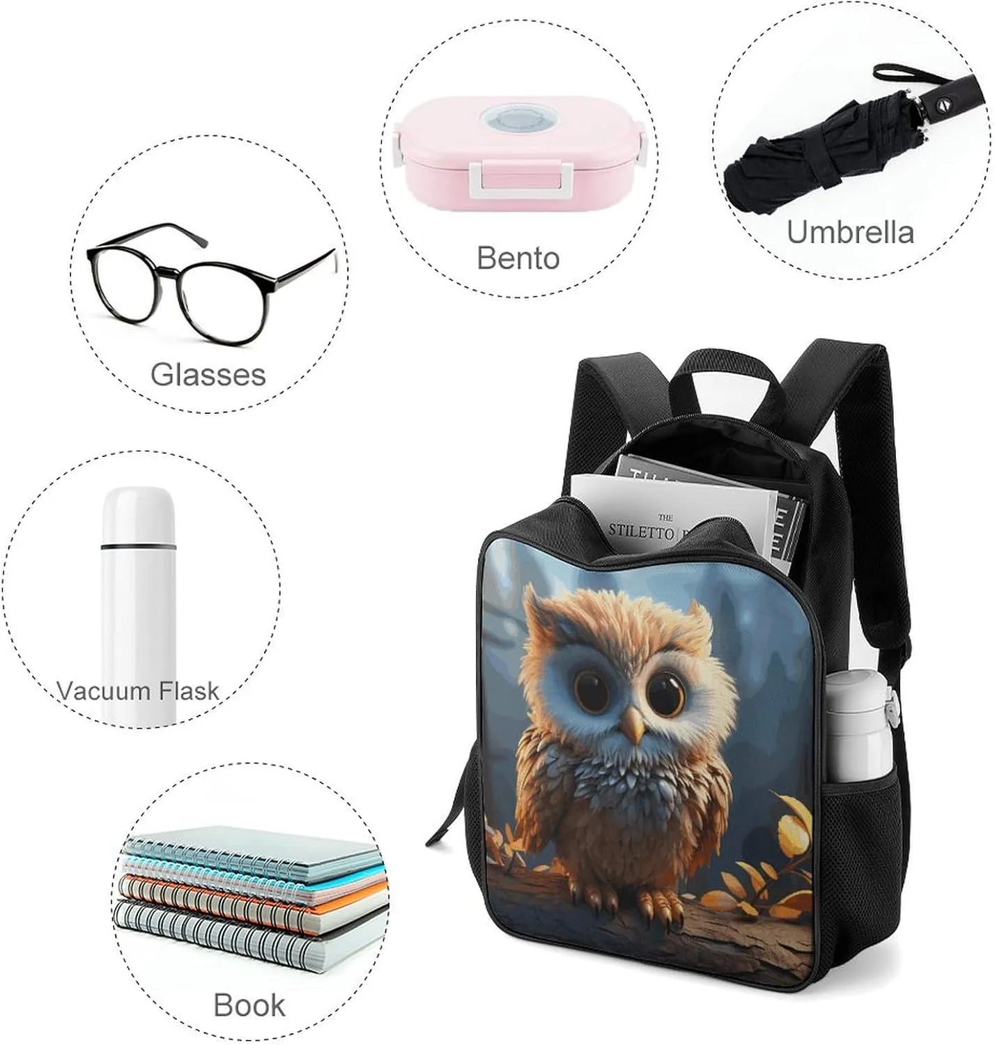 Lightweight Backpacks Cute Travel Bag Durable Cute Owl Printing Small Travel Backpack For Women & Men