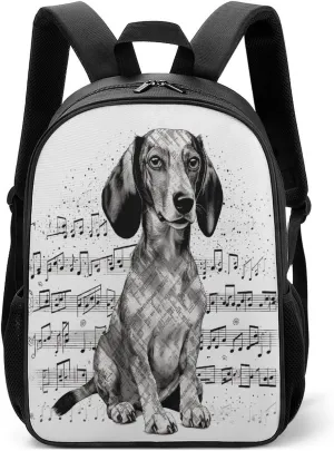 Lightweight Backpacks Cute Travel Bag Durable Dachshund Music Notes Printing Small Travel Backpack For Women & Men